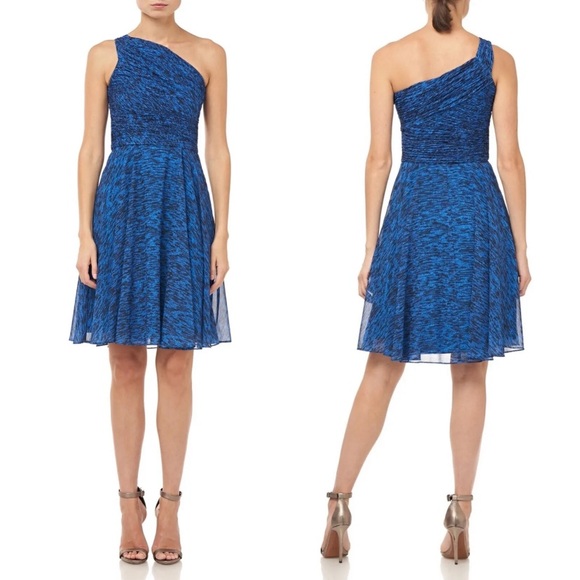 NEW HALSTON HERITAGE Ruched One-Shoulder PLEATED DRESS Size 4 BLUE NORDSTROM - Picture 1 of 10